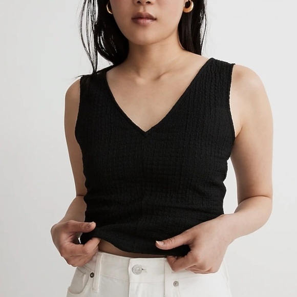 Madewell vneck sleeveless crop top true black - Picture 4 of 6